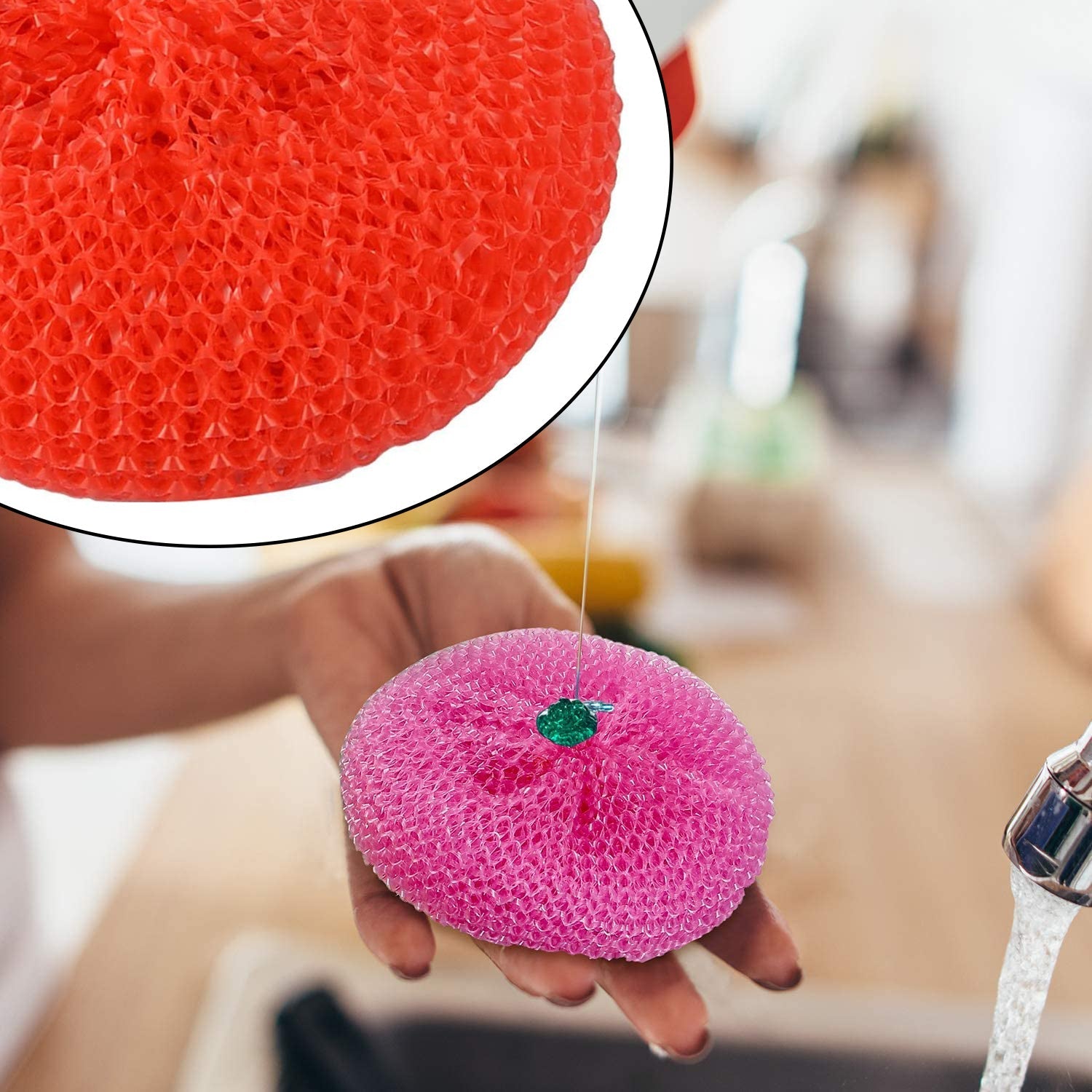 Round plastic scrubbers, 12-pack, for tough cleaning jobs and scrubbing. Round plastic scrubbers, 12-pack, for tough cleaning jobs and scrubbing.